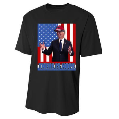 There Is Hope Joe Biden Wearing Trump Hat Performance Sprint T-Shirt