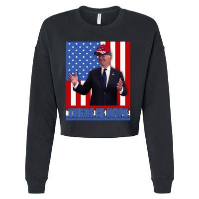 There Is Hope Joe Biden Wearing Trump Hat Cropped Pullover Crew