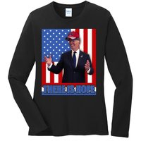 There Is Hope Joe Biden Wearing Trump Hat Ladies Long Sleeve Shirt