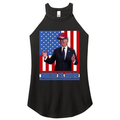 There Is Hope Joe Biden Wearing Trump Hat Women's Perfect Tri Rocker Tank