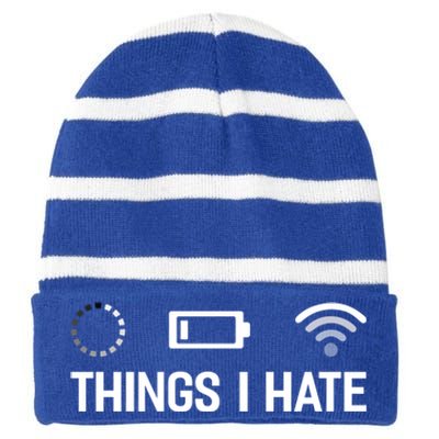 Things I Hate Computer Scientist Nerd Programmer Geek Funny Meaningful Gift Striped Beanie with Solid Band