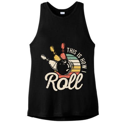 This Is How I Roll Retro Bowling Bowler Funny Gift Cap Sleeve Ladies PosiCharge Tri-Blend Wicking Tank
