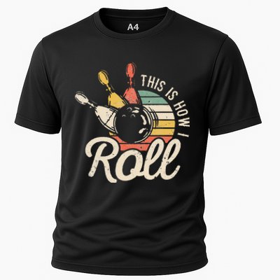 This Is How I Roll Retro Bowling Bowler Funny Gift Cap Sleeve Cooling Performance Crew T-Shirt