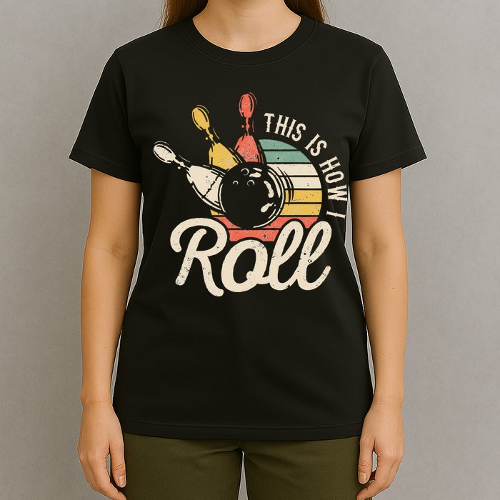 This Is How I Roll Retro Bowling Bowler Funny Gift Cap Sleeve T-Shirt