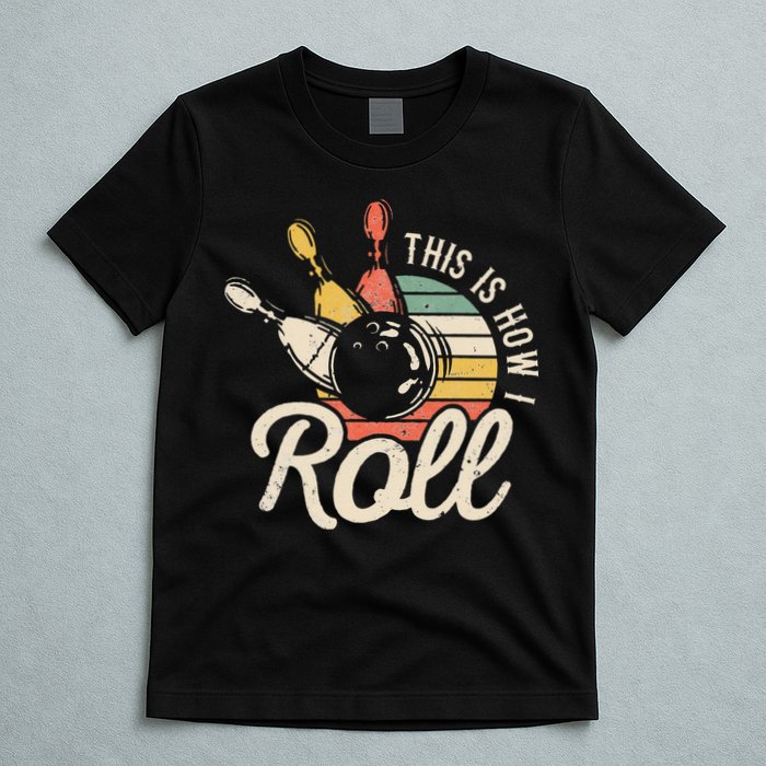 This Is How I Roll Retro Bowling Bowler Funny Gift Cap Sleeve T-Shirt