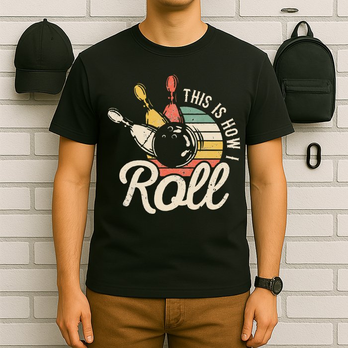 This Is How I Roll Retro Bowling Bowler Funny Gift Cap Sleeve T-Shirt