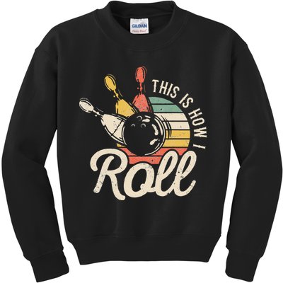 This Is How I Roll Retro Bowling Bowler Funny Gift Cap Sleeve Kids Sweatshirt