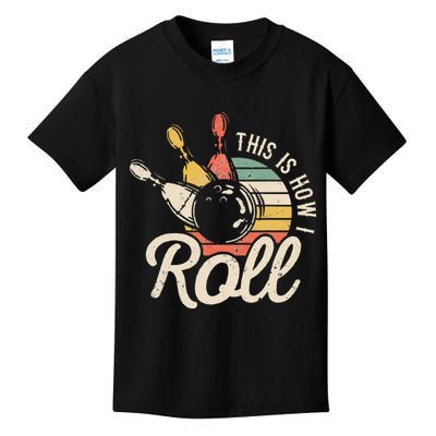 This Is How I Roll Retro Bowling Bowler Funny Gift Cap Sleeve Kids T-Shirt