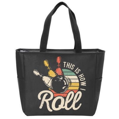 This Is How I Roll Retro Bowling Bowler Funny Gift Cap Sleeve Zip Tote Bag