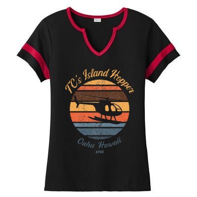 TcS Island Hoppers Helicopter Vintage Sunset 80S Worn Ladies Halftime Notch Neck Tee