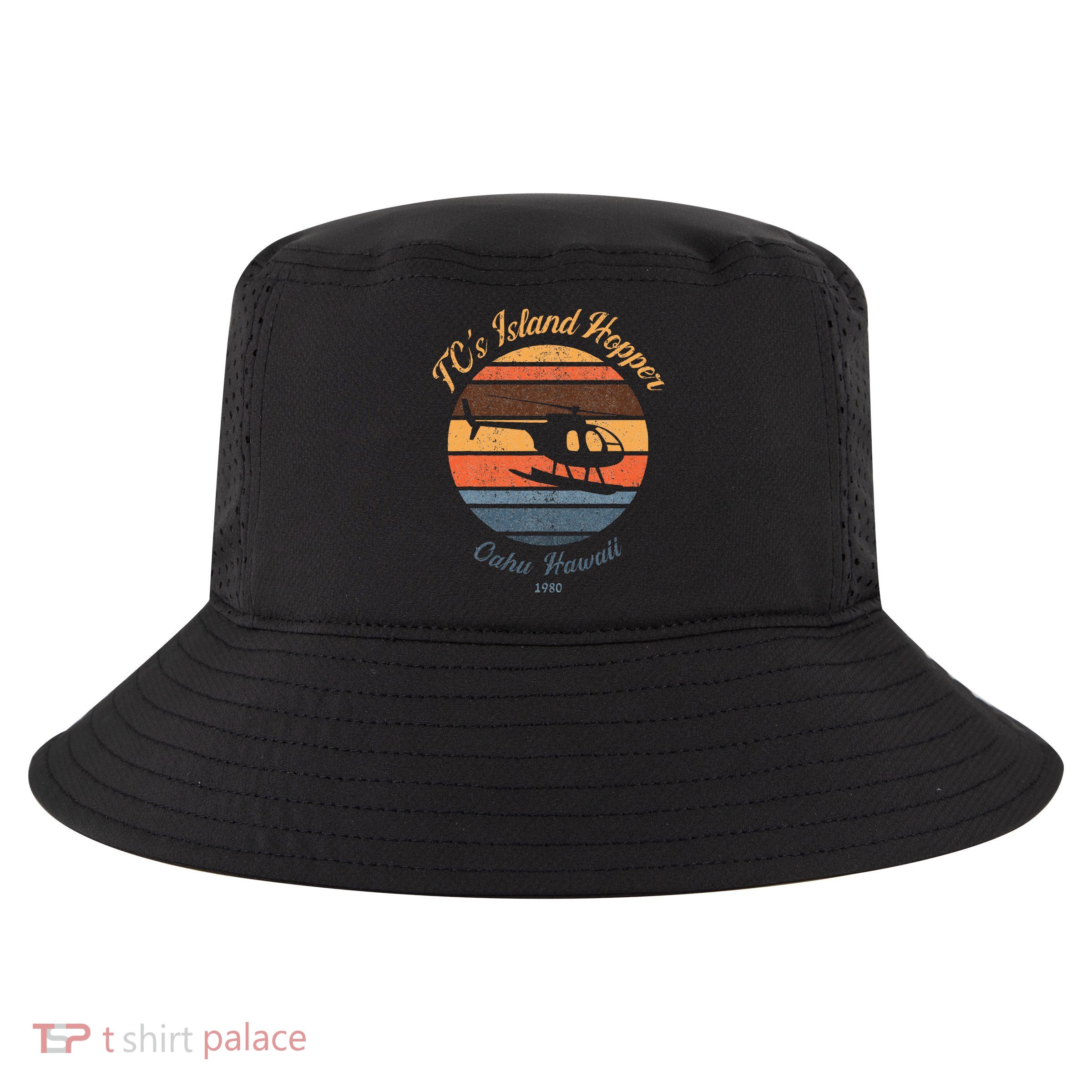 TcS Island Hoppers Helicopter Vintage Sunset 80S Worn Cool Comfort Performance Bucket Hat