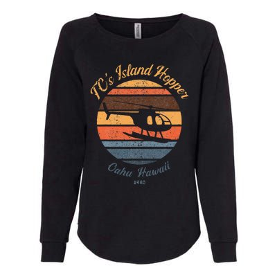 TcS Island Hoppers Helicopter Vintage Sunset 80S Worn Womens California Wash Sweatshirt