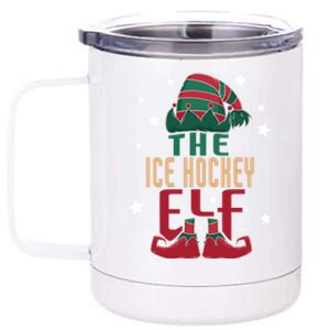 The Ice Hockey Elf Christmas Pajama Ice Hockey Christmas Gift 12 oz Stainless Steel Tumbler Cup