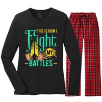 This Is How I Fight My Battles Christian Worship Women's Long Sleeve Flannel Pajama Set 