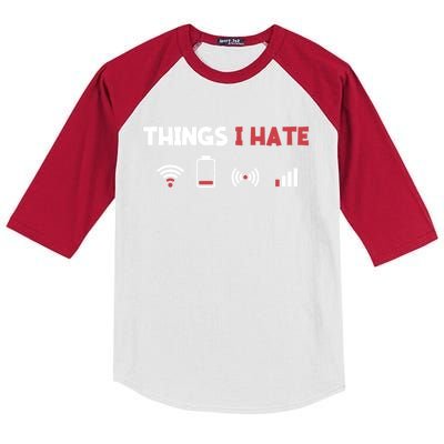 Things I Hate Information Technology Computer Whisperer Gift Kids Colorblock Raglan Jersey