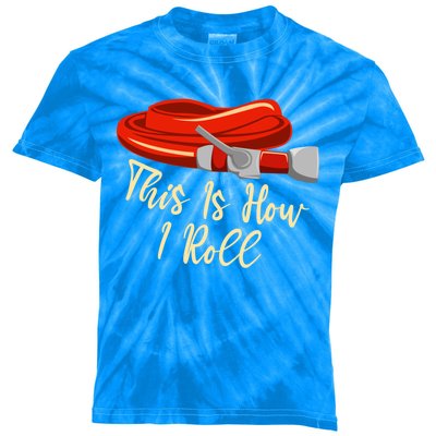 This Is How I Rolled Retired Firefighter Firefighting Funny Gift Kids Tie-Dye T-Shirt