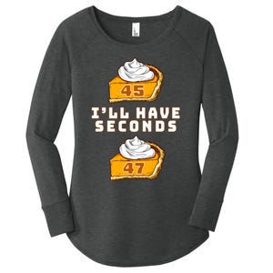 Trump ILl Have Seconds 45 47 Pumpkin Pie Thanksgiving Fun Women's Perfect Tri Tunic Long Sleeve Shirt