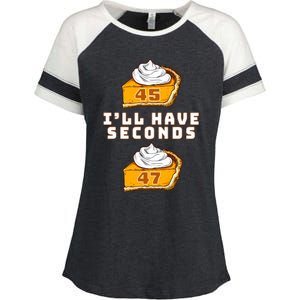 Trump ILl Have Seconds 45 47 Pumpkin Pie Thanksgiving Fun Enza Ladies Jersey Colorblock Tee