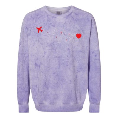 This Is How My Heart Beats Pilot Aviation Airplane Flying Colorblast Crewneck Sweatshirt