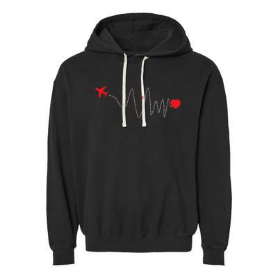 This Is How My Heart Beats Pilot Aviation Airplane Flying Garment-Dyed Fleece Hoodie