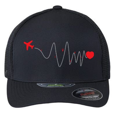 This Is How My Heart Beats Pilot Aviation Airplane Flying Flexfit Unipanel Trucker Cap