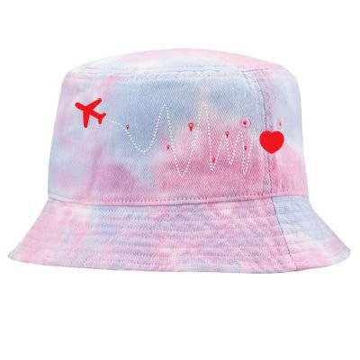 This Is How My Heart Beats Pilot Aviation Airplane Flying Tie-Dyed Bucket Hat