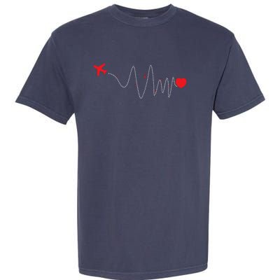 This Is How My Heart Beats Pilot Aviation Airplane Flying Garment-Dyed Heavyweight T-Shirt