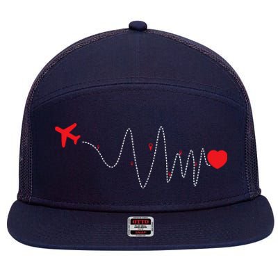 This Is How My Heart Beats Pilot Aviation Airplane Flying 7 Panel Mesh Trucker Snapback Hat