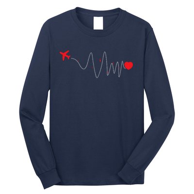 This Is How My Heart Beats Pilot Aviation Airplane Flying Long Sleeve Shirt