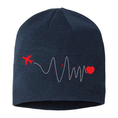 This Is How My Heart Beats Pilot Aviation Airplane Flying Sustainable Beanie