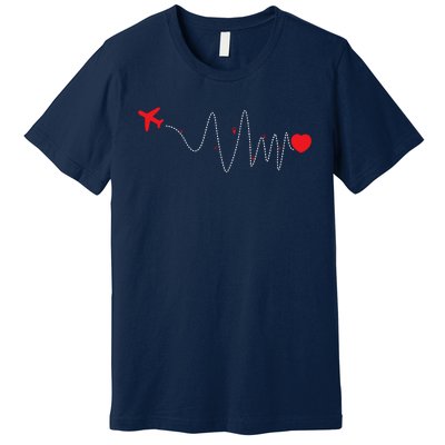 This Is How My Heart Beats Pilot Aviation Airplane Flying Premium T-Shirt