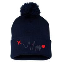 This Is How My Heart Beats Pilot Aviation Airplane Flying Pom Pom 12in Knit Beanie