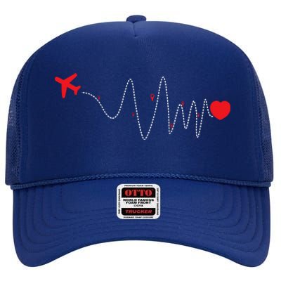 This Is How My Heart Beats Pilot Aviation Airplane Flying High Crown Mesh Back Trucker Hat