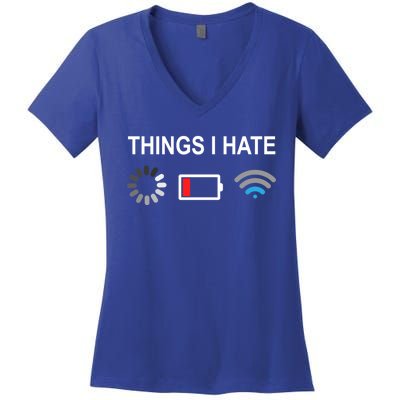 Things I Hate Funny Programmer Gamer Computer Nerd Streaming Funny Gift Women's V-Neck T-Shirt