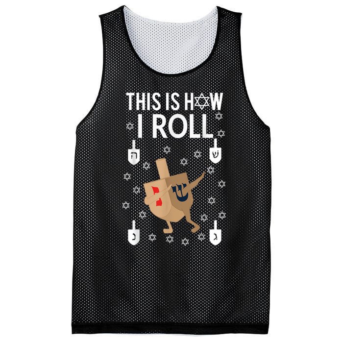 This Is How I Roll Happy Hanukkah Shirt Dab Dreidel Chanukah Gift Mesh Reversible Basketball Jersey Tank