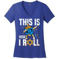 This Is How I Roll  Hanukkah Dreidel Chanukah Jew Gift Women's V-Neck T-Shirt