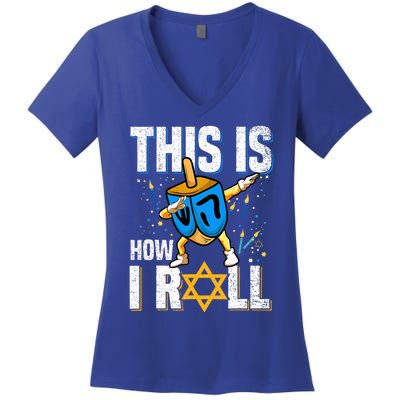 This Is How I Roll  Hanukkah Dreidel Chanukah Jew Gift Women's V-Neck T-Shirt