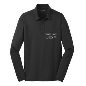 Things I Hate Funny Programmer Gamer Computer Nerd Streaming Silk Touch Performance Long Sleeve Polo