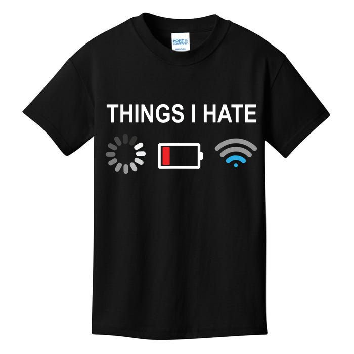 Things I Hate Funny Programmer Gamer Computer Nerd Streaming Kids T-Shirt
