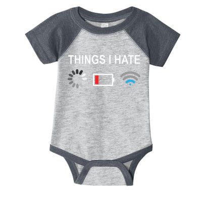 Things I Hate Funny Programmer Gamer Computer Nerd Streaming Infant Baby Jersey Bodysuit