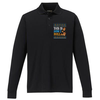 This is How I Roll Dreidel Funny Ugly Hanukkah Sweater Shirt Long Sleeve Performance Long Sleeve Polo