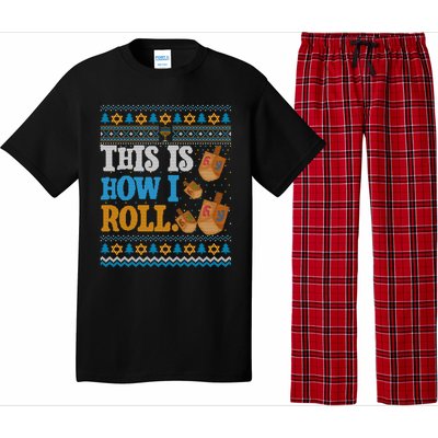 This is How I Roll Dreidel Funny Ugly Hanukkah Sweater Shirt Long Sleeve Pajama Set