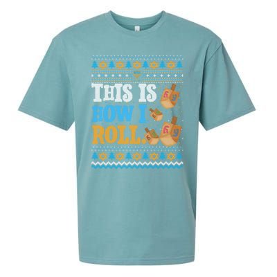 This is How I Roll Dreidel Funny Ugly Hanukkah Sweater Shirt Long Sleeve Sueded Cloud Jersey T-Shirt