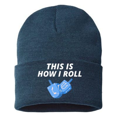 This Is How I Roll Funny Dreidel Menorah Chanukah Hanukkah Funny Dreidel Gift Sustainable Knit Beanie