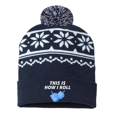 This Is How I Roll Funny Dreidel Menorah Chanukah Hanukkah Funny Dreidel Gift USA-Made Snowflake Beanie