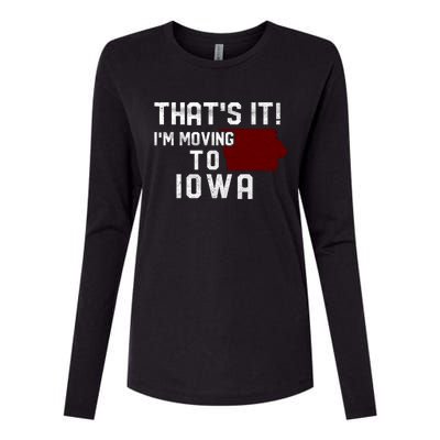 That's It I'm Moving To Iowa Map Funny Iowa Lover Womens Cotton Relaxed Long Sleeve T-Shirt