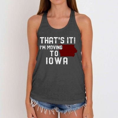 That's It I'm Moving To Iowa Map Funny Iowa Lover Women's Knotted Racerback Tank