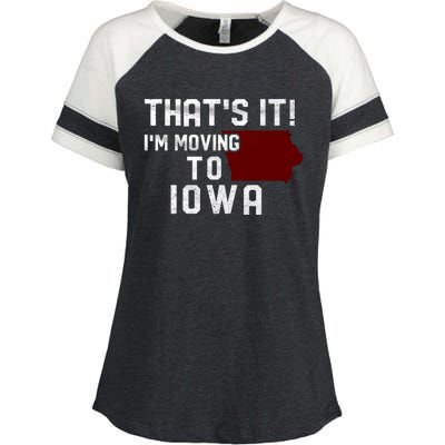 That's It I'm Moving To Iowa Map Funny Iowa Lover Enza Ladies Jersey Colorblock Tee