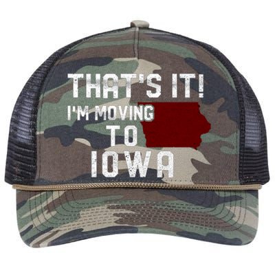 That's It I'm Moving To Iowa Map Funny Iowa Lover Retro Rope Trucker Hat Cap