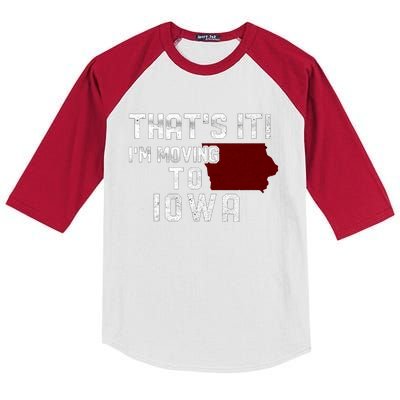 That's It I'm Moving To Iowa Map Funny Iowa Lover Kids Colorblock Raglan Jersey